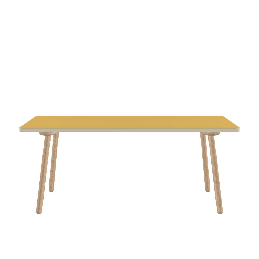 MT2 Tisch - Form Eckig - Länge 180,00 cm - Tiefe 80,00 cm - Radius 5,00 cm - Stärke 3 cm - Freiformfläche 1.00000000 - Oberseite Linoleum, S588 Pure Linoleum - Kern Stäbchenplatte - Kante Linoleum, 4157 Pearl – Auslaufmodell - Kantenschräge 90° / MT2 Tischbeine - Material und Farbe Holz, Eiche, natur, matt geölt - Set 4 Tischbeine