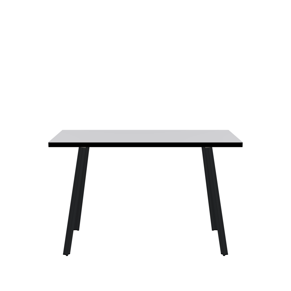 BEAM Table - Shape Square - Length 120.00 cm - Width 60.00 cm - Radius 0.30 cm - Thickness 3 cm - Surface Linoleum, 4177 Vapour - Core Laminboard - Edge Linoleum, 4023 Nero - Profile Edge 90° / BEAM Table Legs - Material and Colour Aluminium, powder-coated, Black grey (RAL 7021) - Profile strength Small - Height 71 cm - Set 4 Legs