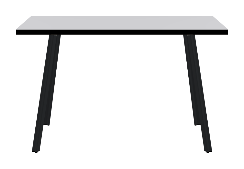 BEAM Table - Shape Square - Length 120,00 cm - Width 60,00 cm - Radius 0,30 cm - Thickness 3 cm - Surface Linoleum, 4177 Vapour - Core Laminboard - Edge Linoleum, 4023 Nero - Profile Edge 90° / BEAM Table Legs - Material and Colour Aluminium, powder-coated, Black grey (RAL 7021) - Profile strength Small - Height 71 cm - Set 4 Legs
