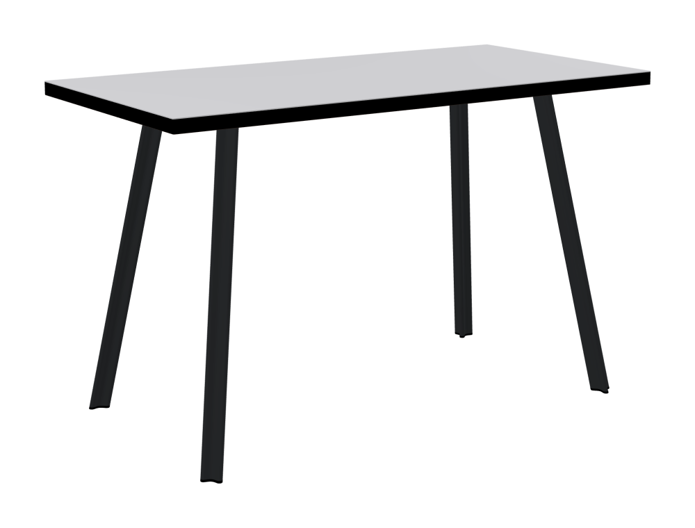 BEAM Table - Shape Square - Length 120,00 cm - Width 60,00 cm - Radius 0,30 cm - Thickness 3 cm - Surface Linoleum, 4177 Vapour - Core Laminboard - Edge Linoleum, 4023 Nero - Profile Edge 90° / BEAM Table Legs - Material and Colour Aluminium, powder-coated, Black grey (RAL 7021) - Profile strength Small - Height 71 cm - Set 4 Legs