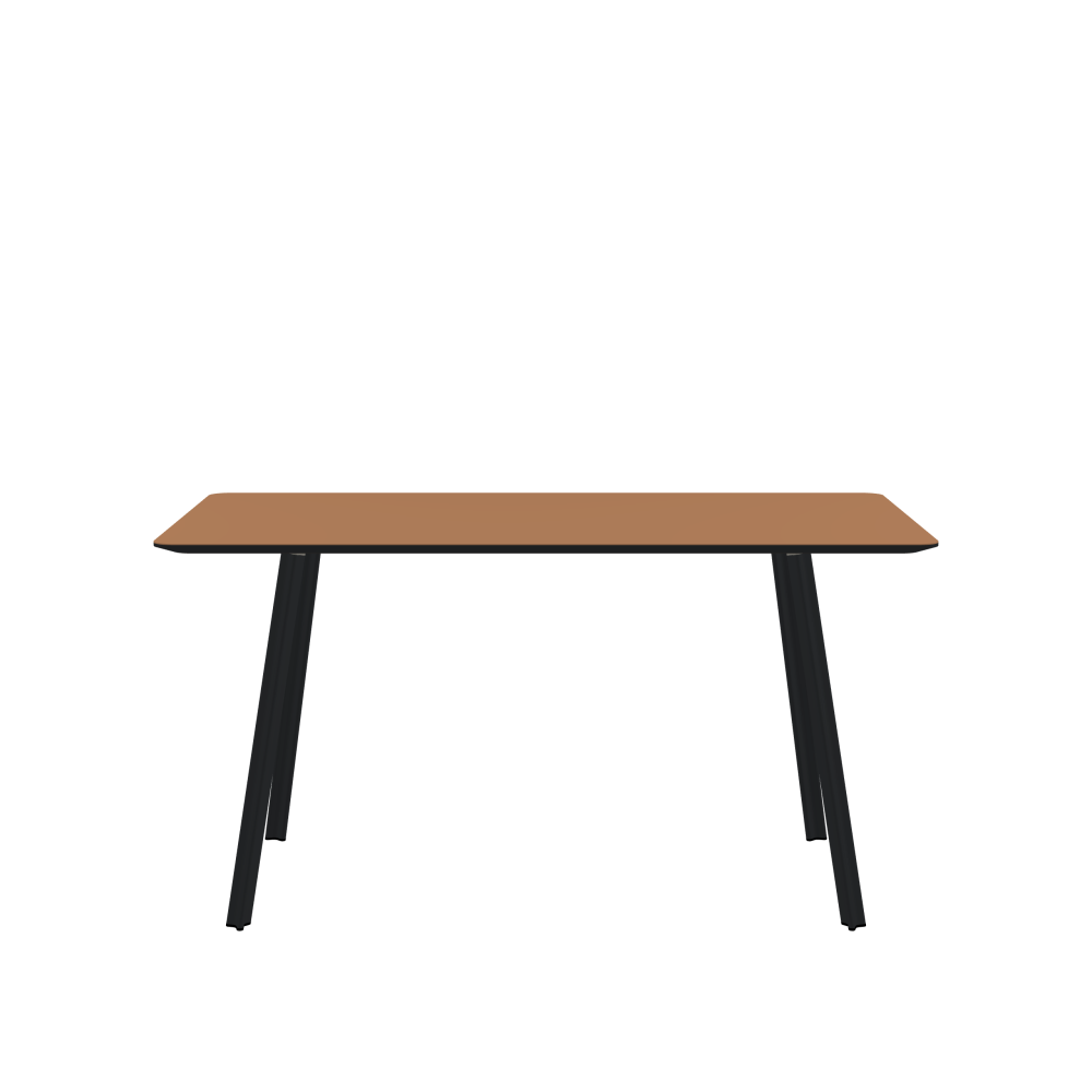 BEAM Table - Shape Square - Length 140.00 cm - Width 70.00 cm - Radius 4.00 cm - Thickness 2.1 cm - Freeform 1.00000000 - Surface Linoleum, 4003 Walnut - Core MDF - Edge MDF, Black - Profile Edge 25° / BEAM Table Legs - Material and Colour Aluminium, powder-coated, Black grey (RAL 7021) - Profile strength Small - Height 71 cm - Set 4 Legs