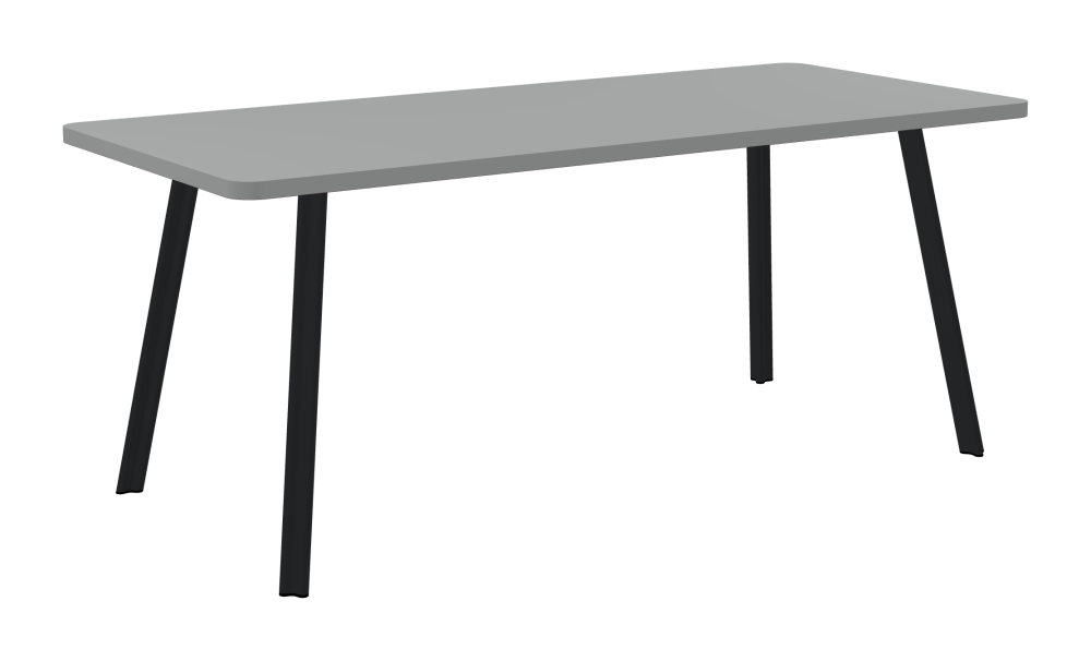BEAM Table - Shape Square - Length 180,00 cm - Width 80,00 cm - Radius 5,00 cm - Thickness 3 cm - Freeform 1.00000000 - Surface Linoleum, 4132 Ash - Core Laminboard - Edge Linoleum, 4132 Ash - Profile Edge 90° / BEAM Table Legs - Material and Colour Aluminium, powder-coated, Black grey (RAL 7021) - Profile strength Standard - Height 71 cm - Set 4 Legs