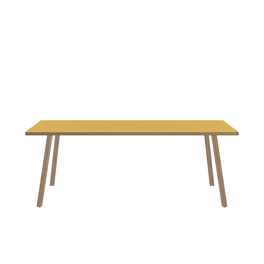 BEAM Table - Shape Square - Length 200.00 cm - Width 85.00 cm - Radius 1.00 cm - Thickness 3 cm - Surface Linoleum, S588 Pure Linoleum - Core Laminboard - Edge Wood, Oak - Profile Edge 90° / BEAM Table Legs - Material and Colour Wood, oak, matt oiled - Profile strength Standard - Height 71 cm - Set 4 Legs
