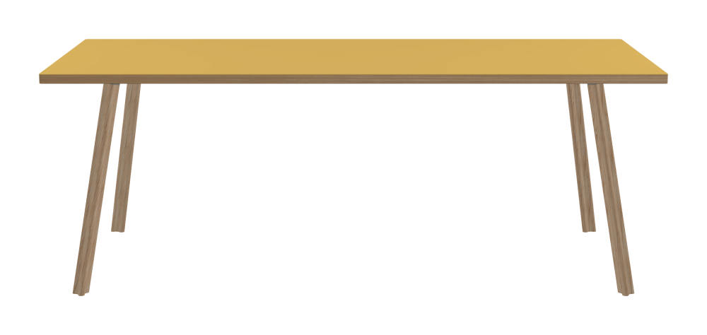 BEAM Table - Shape Square - Length 200,00 cm - Width 85,00 cm - Radius 1,00 cm - Thickness 3 cm - Surface Linoleum, S588 Pure Linoleum - Core Laminboard - Edge Wood, Oak - Profile Edge 90° / BEAM Table Legs - Material and Colour Wood, oak, matt oiled - Profile strength Standard - Height 71 cm - Set 4 Legs