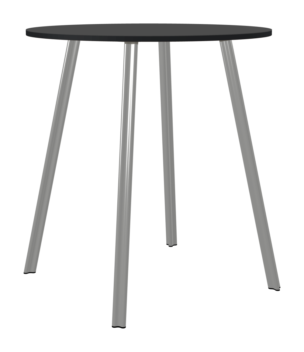 BEAM Table - Shape Round - Length 100,00 cm - Width 100,00 cm - Thickness 2.1 cm - Freeform 1.00000000 - Surface Linoleum, 4012 Basalt - Core MDF - Edge MDF, Black - Profile Edge 90° / BEAM Table Legs - Material and Colour Aluminium, matt anodised - Profile strength Standard - Height 102 cm - Set 4 Legs