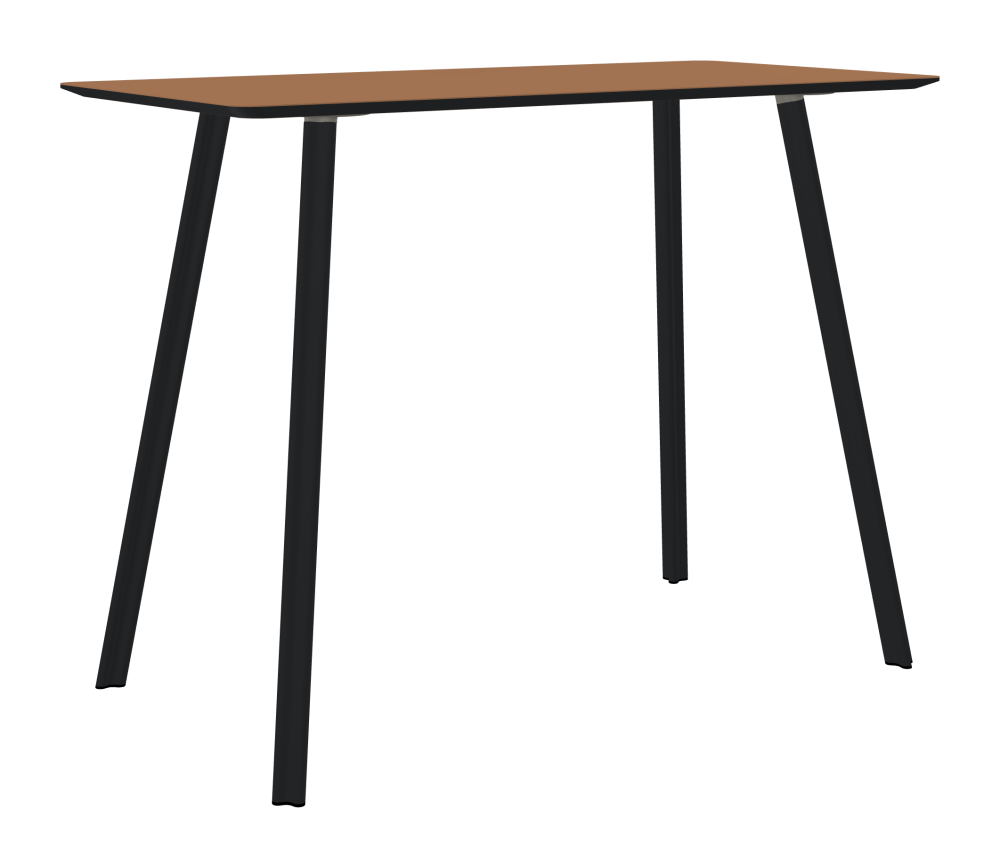 BEAM Table - Shape Square - Length 140,00 cm - Width 70,00 cm - Radius 4,00 cm - Thickness 2.1 cm - Freeform 1.00000000 - Surface Linoleum, 4003 Walnut - Core MDF - Edge MDF, Black - Profile Edge 25° / BEAM Table Legs - Material and Colour Aluminium, powder-coated, Black grey (RAL 7021) - Profile strength Standard - Height 102 cm - Set 4 Legs