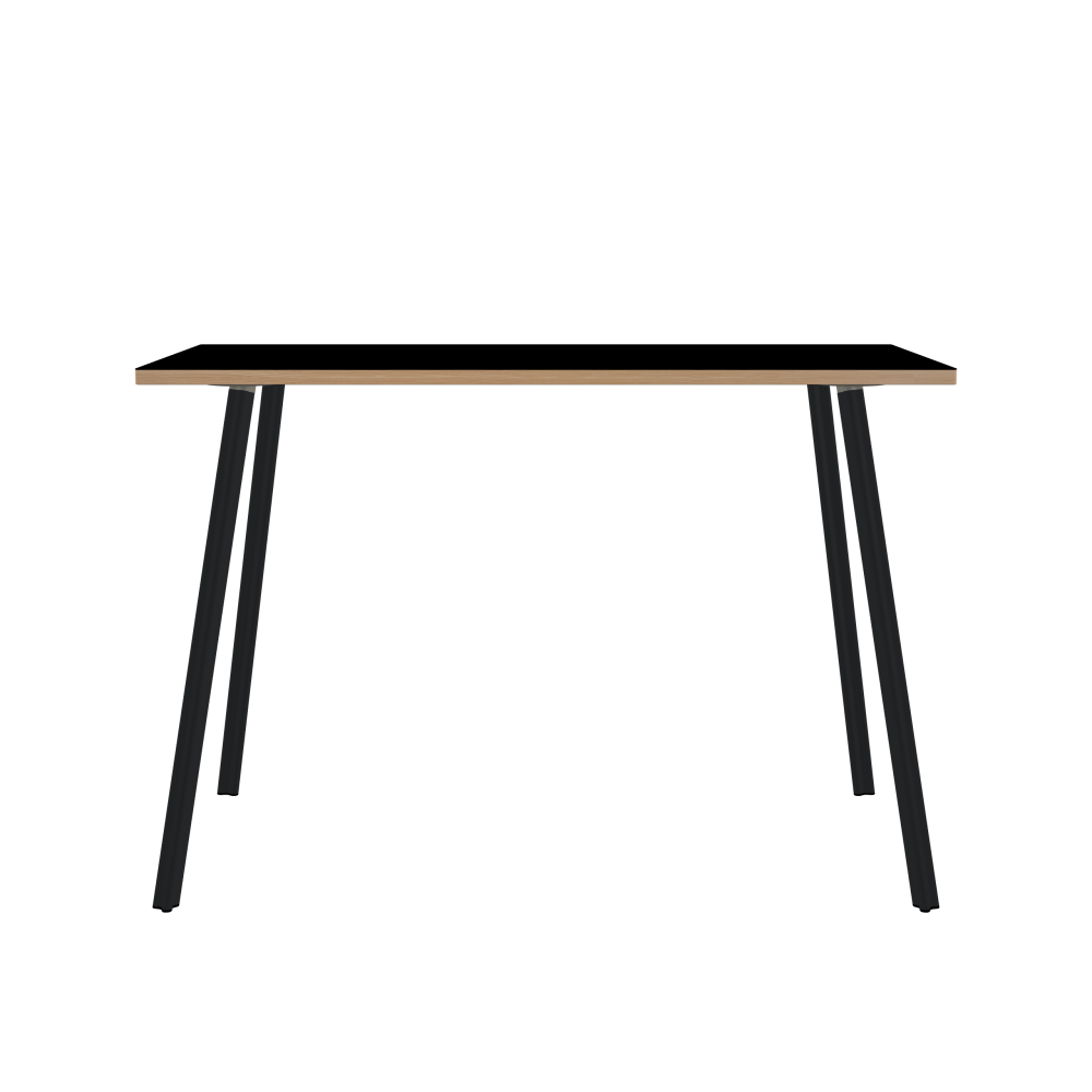 BEAM Table - Shape Square - Length 160.00 cm - Width 80.00 cm - Radius 1.00 cm - Thickness 3 cm - Surface Linoleum, 4023 Nero - Core Laminboard - Edge Wood, Larch - Profile Edge 90° / BEAM Table Legs - Material and Colour Aluminium, powder-coated, Black grey (RAL 7021) - Profile strength Standard - Height 102 cm - Set 4 Legs