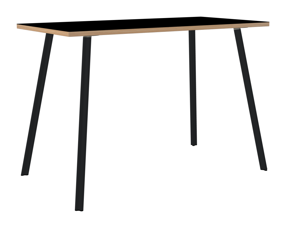 BEAM Table - Shape Square - Length 160,00 cm - Width 80,00 cm - Radius 1,00 cm - Thickness 3 cm - Surface Linoleum, 4023 Nero - Core Laminboard - Edge Wood, Larch - Profile Edge 90° / BEAM Table Legs - Material and Colour Aluminium, powder-coated, Black grey (RAL 7021) - Profile strength Standard - Height 102 cm - Set 4 Legs