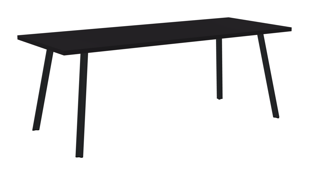 BEAM Table - Shape Square - Length 200,00 cm - Width 80,00 cm - Radius 0,30 cm - Thickness 3 cm - Surface Linoleum, 4166 Charcoal - Core Laminboard - Edge Linoleum, 4166 Charcoal - Profile Edge 90° / BEAM Table Legs - Material and Colour Aluminium, powder-coated, Black grey (RAL 7021) - Profile strength Standard - Height 71 cm - Set 4 Legs