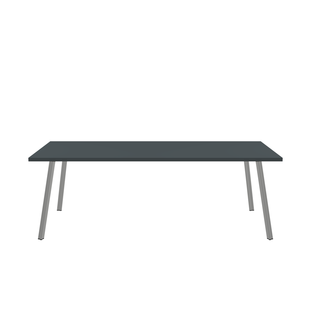 BEAM Table - Shape Square - Length 220.00 cm - Width 110.00 cm - Radius 0.30 cm - Thickness 3 cm - Surface Linoleum, 4155 Pewter - Core Laminboard - Edge Linoleum, 4155 Pewter - Profile Edge 90° / BEAM Table Legs - Material and Colour Aluminium, matt anodised - Profile strength Standard - Height 71 cm - Set 4 Legs