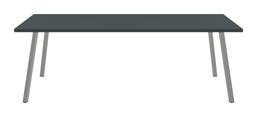 BEAM Table - Shape Square - Length 220,00 cm - Width 110,00 cm - Radius 0,30 cm - Thickness 3 cm - Surface Linoleum, 4155 Pewter - Core Laminboard - Edge Linoleum, 4155 Pewter - Profile Edge 90° / BEAM Table Legs - Material and Colour Aluminium, matt anodised - Profile strength Standard - Height 71 cm - Set 4 Legs