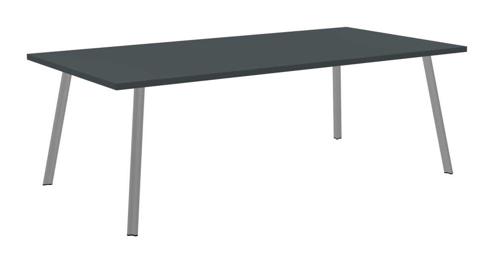 BEAM Table - Shape Square - Length 220,00 cm - Width 110,00 cm - Radius 0,30 cm - Thickness 3 cm - Surface Linoleum, 4155 Pewter - Core Laminboard - Edge Linoleum, 4155 Pewter - Profile Edge 90° / BEAM Table Legs - Material and Colour Aluminium, matt anodised - Profile strength Standard - Height 71 cm - Set 4 Legs