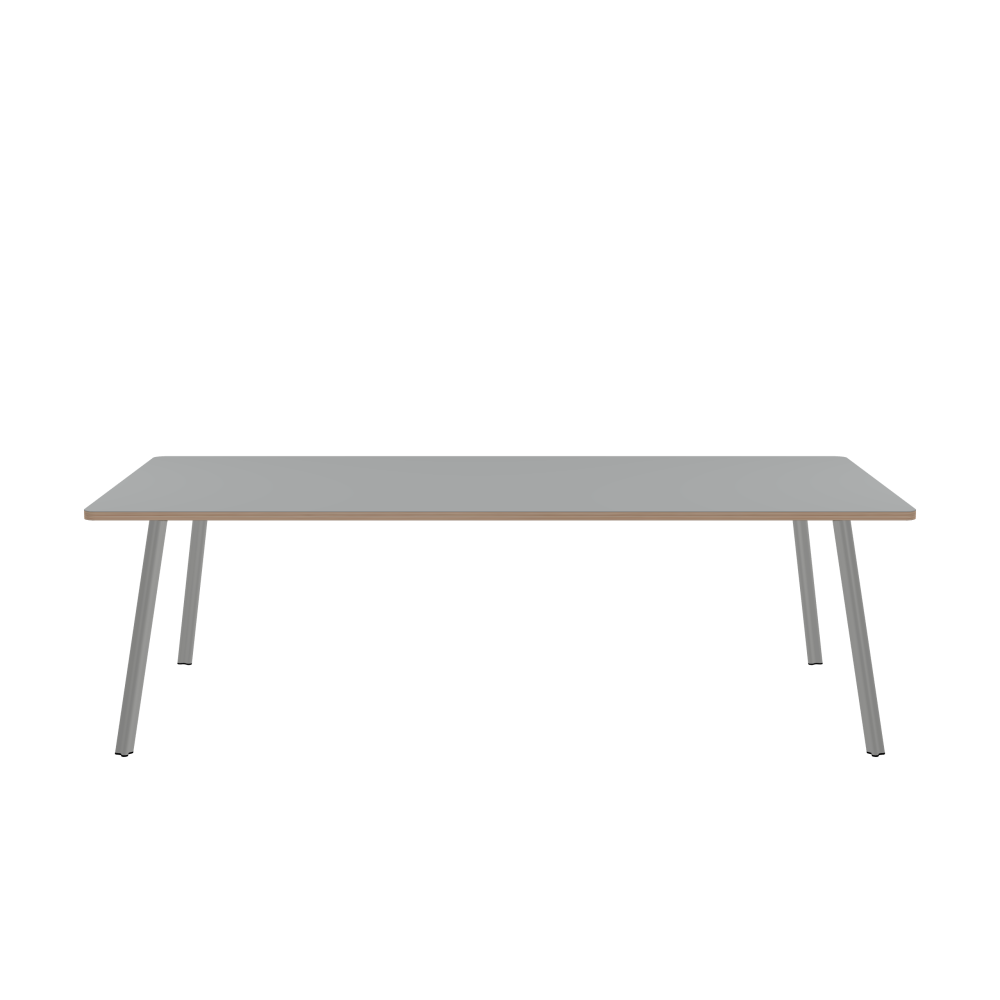 BEAM Table - Shape Square - Length 240.00 cm - Width 120.00 cm - Radius 4.00 cm - Thickness 2.6 cm - Freeform 1.00000000 - Surface Linoleum, 4132 Ash - Core Birch Plywood - Profile Edge 90° / BEAM Table Legs - Material and Colour Aluminium, matt anodised - Profile strength Standard - Height 71 cm - Set 4 Legs