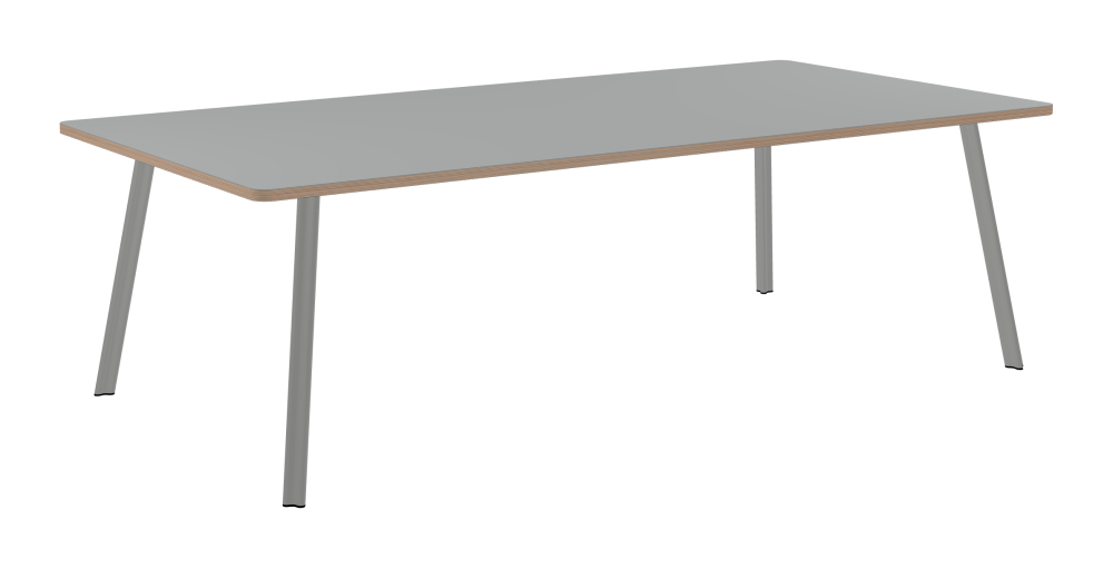BEAM Table - Shape Square - Length 240,00 cm - Width 120,00 cm - Radius 4,00 cm - Thickness 2.6 cm - Freeform 1.00000000 - Surface Linoleum, 4132 Ash - Core Birch Plywood - Profile Edge 90° / BEAM Table Legs - Material and Colour Aluminium, matt anodised - Profile strength Standard - Height 71 cm - Set 4 Legs