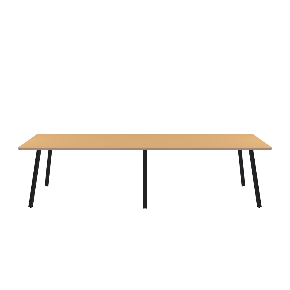 BEAM Table - Shape Square - Length 300.00 cm - Width 120.00 cm - Radius 4.00 cm - Thickness 2.6 cm - Freeform 1.00000000 - Surface Linoleum, 4001 Clay - Core Birch Plywood - Profile Edge 90° / BEAM Table Legs - Material and Colour Aluminium, powder-coated, Black grey (RAL 7021) - Profile strength Standard - Height 71 cm - Set 6 Legs