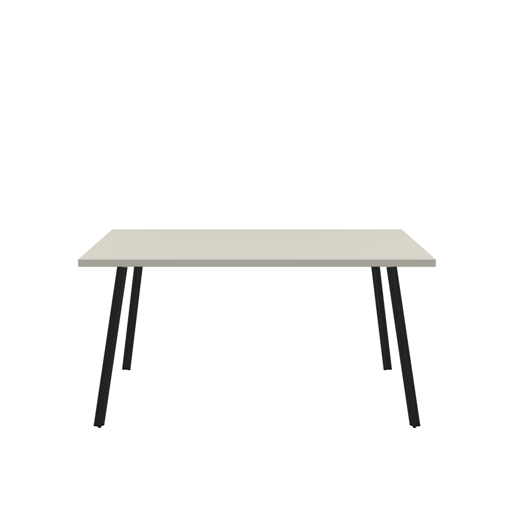 BEAM Table - Shape Square - Length 150.00 cm - Width 100.00 cm - Radius 0.30 cm - Thickness 3 cm - Surface Linoleum, 4176 Mushroom - Core Laminboard - Edge Linoleum, 4176 Mushroom - Profile Edge 90° / BEAM Table Legs - Material and Colour Aluminium, powder-coated, Black grey (RAL 7021) - Profile strength Small - Height 71 cm - Set 4 Legs