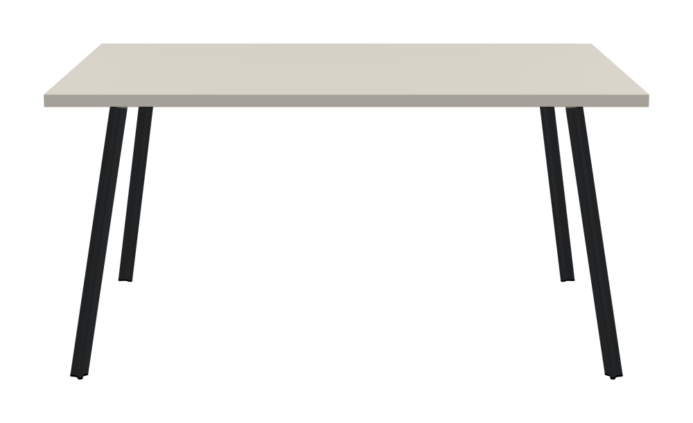 BEAM Table - Shape Square - Length 150,00 cm - Width 100,00 cm - Radius 0,30 cm - Thickness 3 cm - Surface Linoleum, 4176 Mushroom - Core Laminboard - Edge Linoleum, 4176 Mushroom - Profile Edge 90° / BEAM Table Legs - Material and Colour Aluminium, powder-coated, Black grey (RAL 7021) - Profile strength Small - Height 71 cm - Set 4 Legs