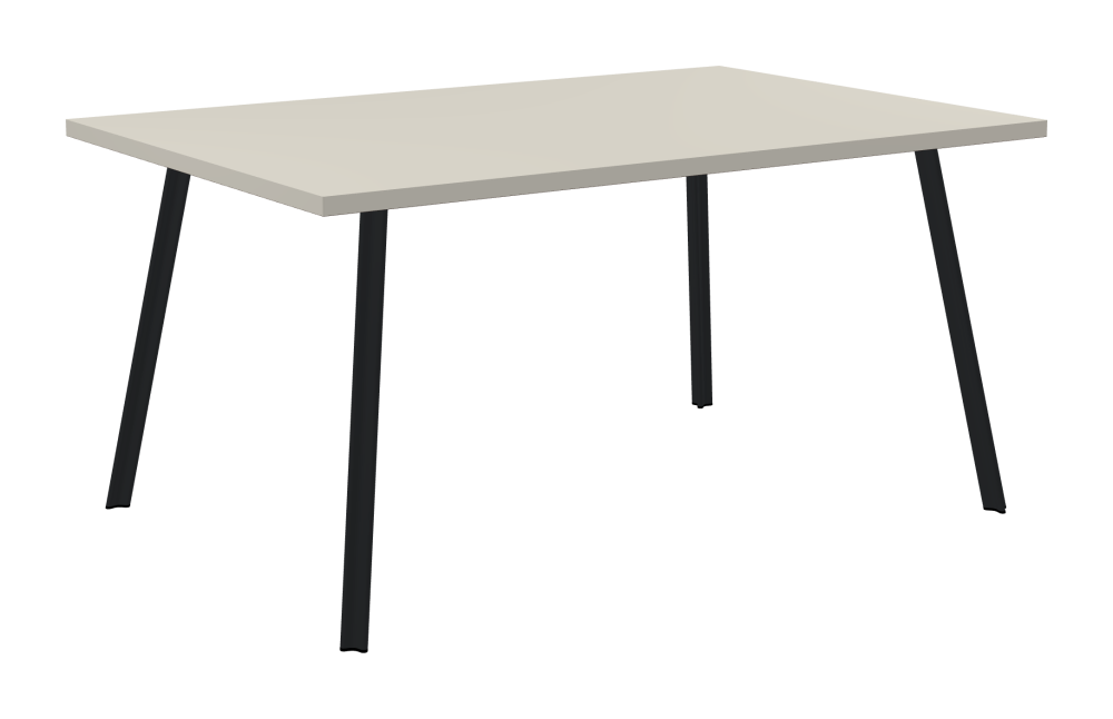 BEAM Table - Shape Square - Length 150,00 cm - Width 100,00 cm - Radius 0,30 cm - Thickness 3 cm - Surface Linoleum, 4176 Mushroom - Core Laminboard - Edge Linoleum, 4176 Mushroom - Profile Edge 90° / BEAM Table Legs - Material and Colour Aluminium, powder-coated, Black grey (RAL 7021) - Profile strength Small - Height 71 cm - Set 4 Legs