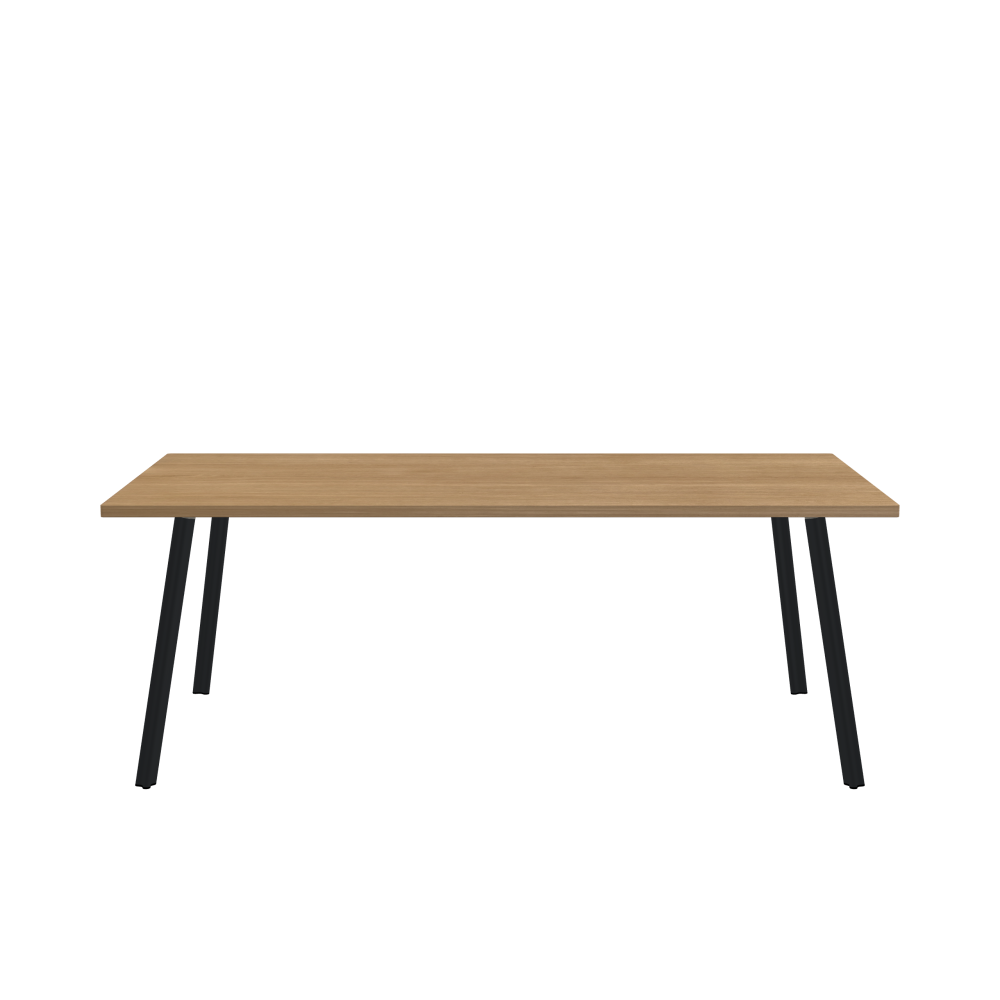 BEAM Table - Shape Square - Length 200.00 cm - Width 100.00 cm - Radius 1.00 cm - Thickness 2.9 cm - Surface Wood Veneer, Oak - Core Laminboard - Edge Wood, Oak - Profile Edge 90° / BEAM Table Legs - Material and Colour Aluminium, powder-coated, Black grey (RAL 7021) - Profile strength Standard - Height 71 cm - Set 4 Legs