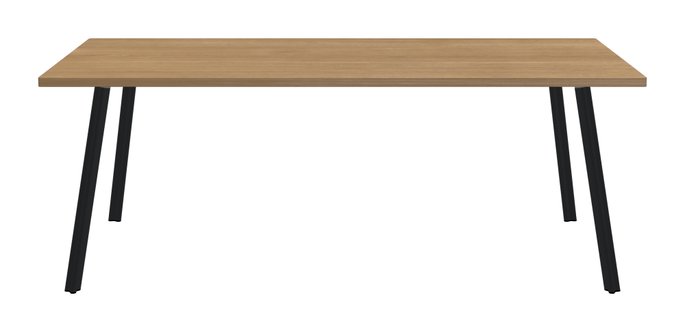 BEAM Table - Shape Square - Length 200,00 cm - Width 100,00 cm - Radius 1,00 cm - Thickness 2.9 cm - Surface Wood Veneer, Oak - Core Laminboard - Edge Wood, Oak - Profile Edge 90° / BEAM Table Legs - Material and Colour Aluminium, powder-coated, Black grey (RAL 7021) - Profile strength Standard - Height 71 cm - Set 4 Legs