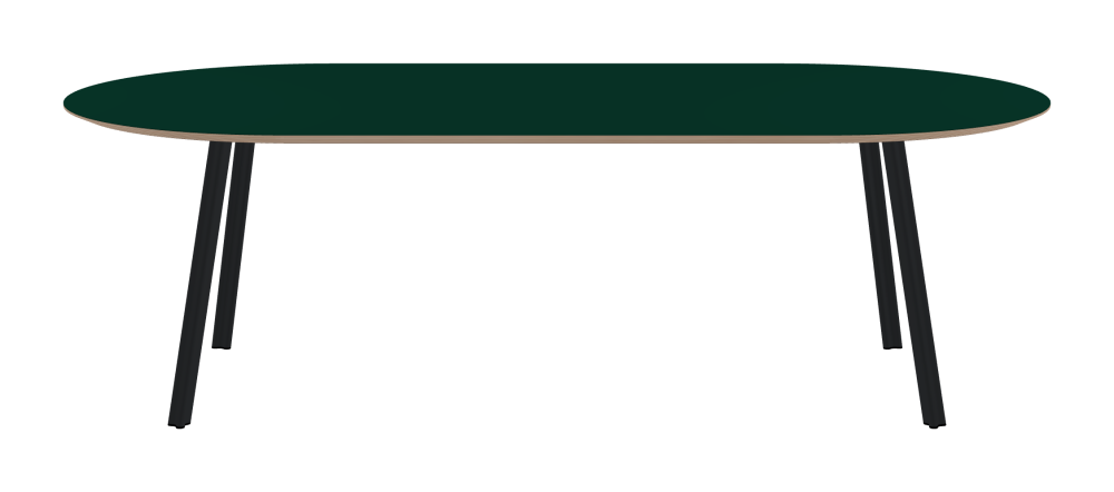 BEAM Table - Shape Square - Length 240,00 cm - Width 120,00 cm - Radius 60,00 cm - Thickness 2.6 cm - Freeform 1.00000000 - Surface Linoleum, 4174 Conifer - Core Birch Plywood - Profile Edge 25° / BEAM Table Legs - Material and Colour Aluminium, powder-coated, Black grey (RAL 7021) - Profile strength Standard - Height 71 cm - Set 4 Legs