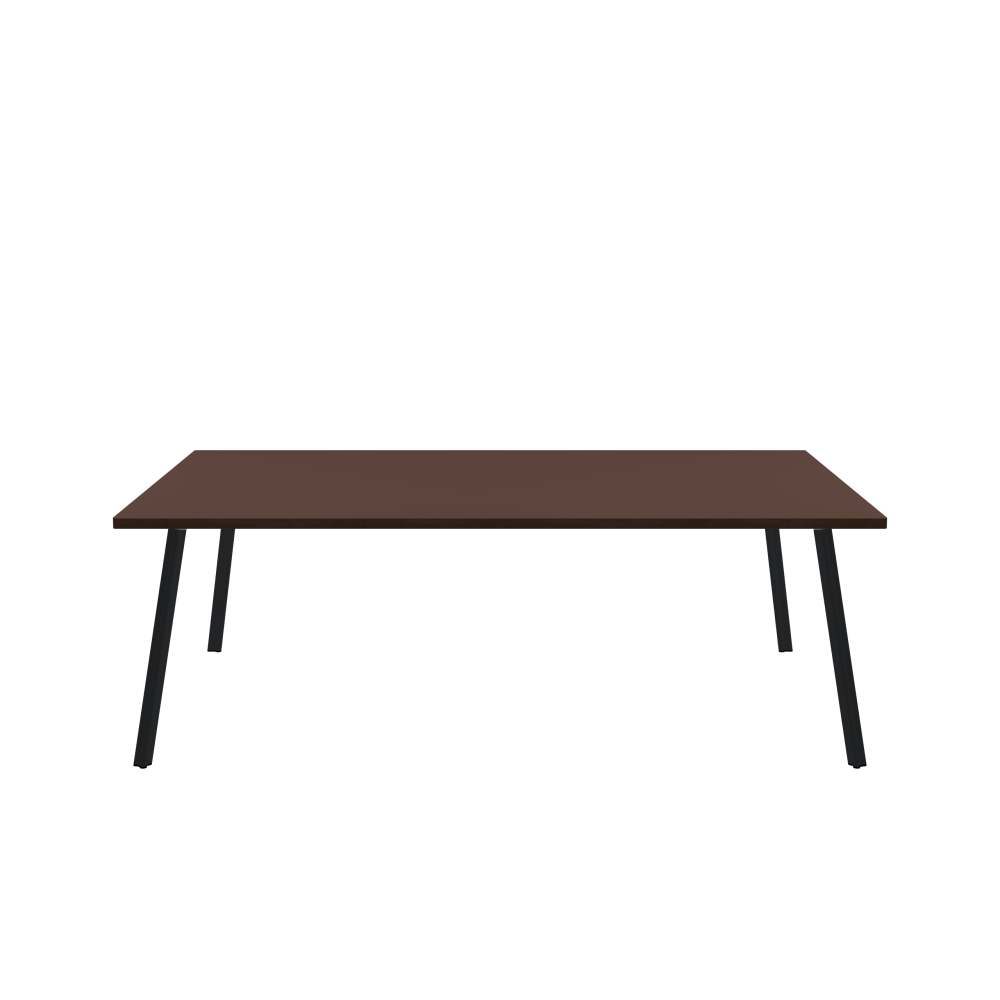 BEAM Table - Shape Square - Length 220.00 cm - Width 150.00 cm - Radius 1.00 cm - Thickness 3 cm - Surface Linoleum, 4009 Espresso - Core Laminboard - Edge Wood, Fumed Oak - Profile Edge 90° / BEAM Table Legs - Material and Colour Aluminium, powder-coated, Black grey (RAL 7021) - Profile strength Standard - Height 71 cm - Set 4 Legs