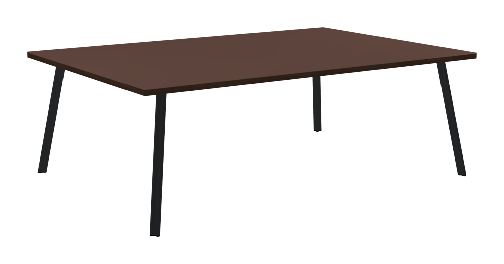 BEAM Table - Shape Square - Length 220,00 cm - Width 150,00 cm - Radius 1,00 cm - Thickness 3 cm - Surface Linoleum, 4009 Espresso - Core Laminboard - Edge Wood, Fumed Oak - Profile Edge 90° / BEAM Table Legs - Material and Colour Aluminium, powder-coated, Black grey (RAL 7021) - Profile strength Standard - Height 71 cm - Set 4 Legs