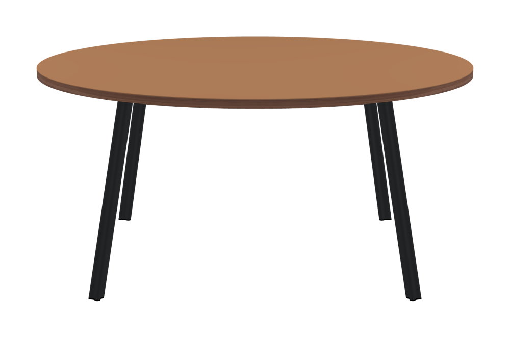 BEAM Table - Shape Round - Length 160,00 cm - Width 160,00 cm - Thickness 3 cm - Freeform 1.00000000 - Surface Linoleum, 4003 Walnut - Core Laminboard - Edge Wood, Walnut - Profile Edge 90° / BEAM Table Legs - Material and Colour Aluminium, powder-coated, Black grey (RAL 7021) - Profile strength Standard - Height 71 cm - Set 4 Legs