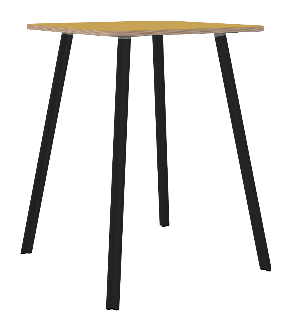BEAM Table - Shape Square - Length 80,00 cm - Width 80,00 cm - Radius 10,00 cm - Thickness 2 cm - Freeform 1.00000000 - Surface Linoleum, S588 Pure Linoleum - Core Birch Plywood - Profile Edge 90° / BEAM Table Legs - Material and Colour Aluminium, powder-coated, Black grey (RAL 7021) - Profile strength Standard - Height 102 cm - Set 4 Legs