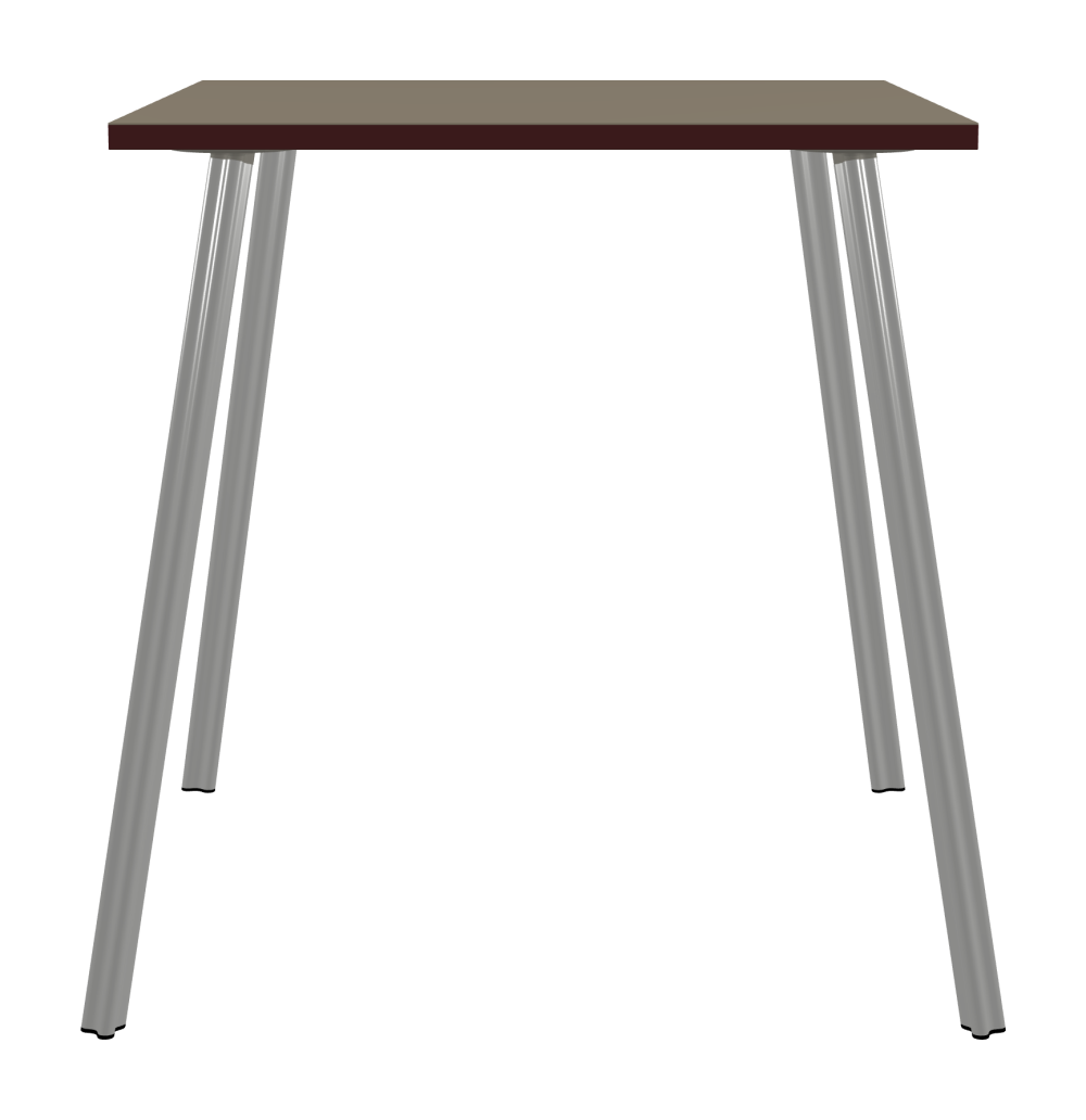 BEAM Table - Shape Square - Length 100,00 cm - Width 100,00 cm - Radius 0,30 cm - Thickness 3 cm - Surface Linoleum, 4011 Taupe - Core Laminboard - Edge Linoleum, 4154 Burgundy - Profile Edge 90° / BEAM Table Legs - Material and Colour Aluminium, matt anodised - Profile strength Standard - Height 102 cm - Set 4 Legs