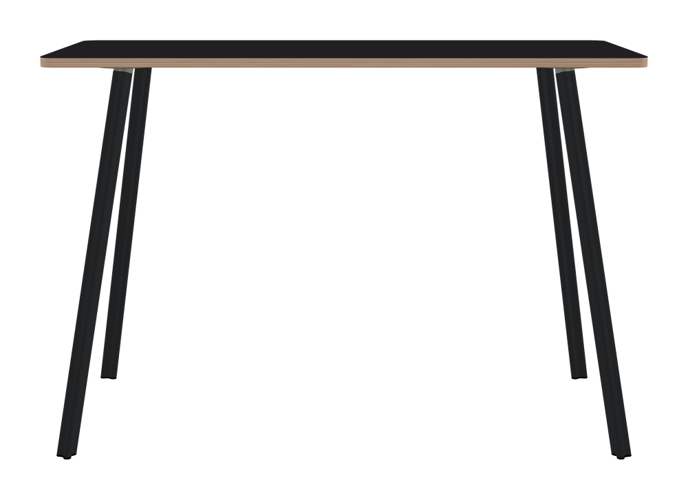 BEAM Table - Shape Square - Length 160,00 cm - Width 75,00 cm - Radius 4,00 cm - Thickness 2.6 cm - Freeform 1.00000000 - Surface Linoleum, 4166 Charcoal - Core Birch Plywood - Profile Edge 90° / BEAM Table Legs - Material and Colour Aluminium, powder-coated, Black grey (RAL 7021) - Profile strength Standard - Height 102 cm - Set 4 Legs