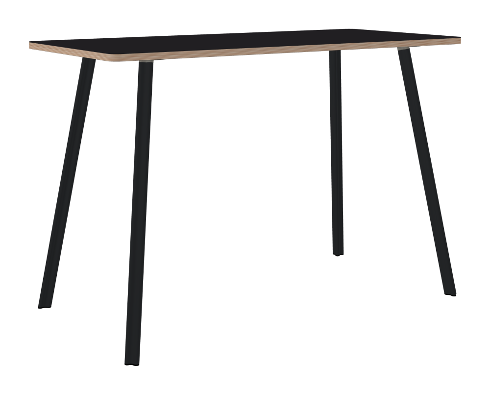BEAM Table - Shape Square - Length 160,00 cm - Width 75,00 cm - Radius 4,00 cm - Thickness 2.6 cm - Freeform 1.00000000 - Surface Linoleum, 4166 Charcoal - Core Birch Plywood - Profile Edge 90° / BEAM Table Legs - Material and Colour Aluminium, powder-coated, Black grey (RAL 7021) - Profile strength Standard - Height 102 cm - Set 4 Legs