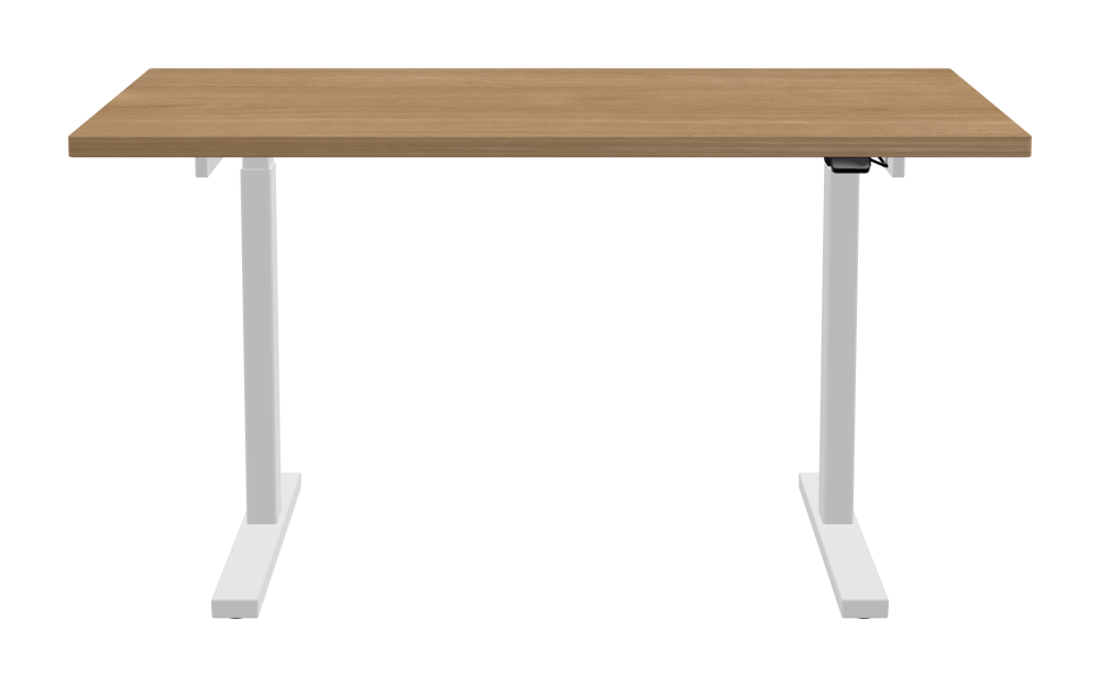 ATS Desk - Shape Square - Length 140.00 cm - Width 80.00 cm - Radius 1.00 cm - Thickness 2.9 cm - Surface Wood Veneer, Oak - Core Laminboard - Edge Wood, Oak - Profile Edge 90° / ATS Desk Frame - Material and Colour Powder coated, Traffic white (RAL 9016) - Size L 106 × W 71 cm - Lifting Columns Rectangle - Control Unit Standard