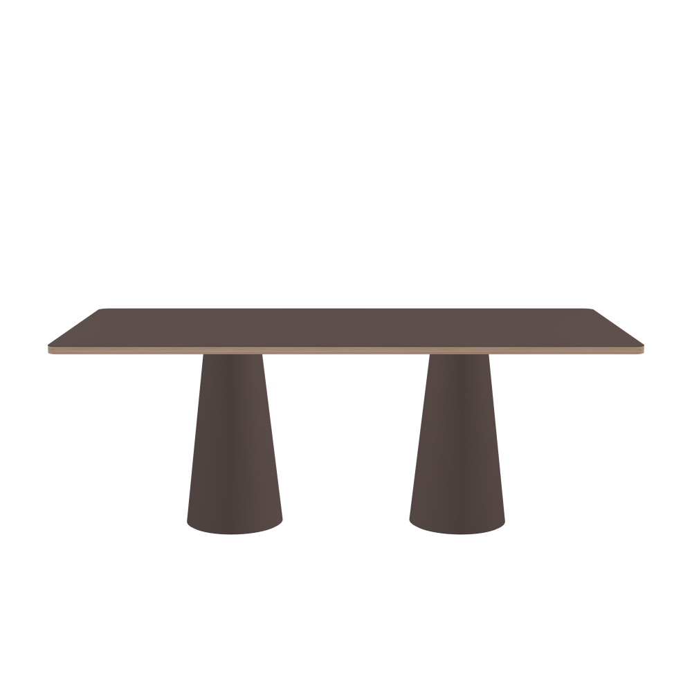 ALT Table - Shape Square - Length 200.00 cm - Width 100.00 cm - Radius 4.00 cm - Thickness 2.6 cm - Freeform 1.00000000 - Surface Linoleum, 4172 Mauve - Core Birch Plywood - Profile Edge 90° / ALT Table Stand - Surface Linoleum, 4172 Mauve - Size S: Ø 36 × H 72 cm
