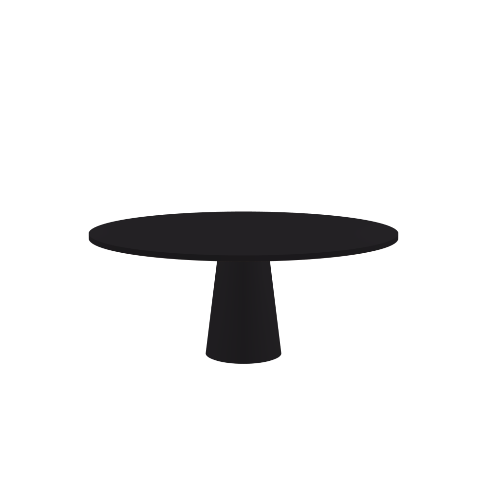 ALT Table - Shape Round - Length 180.00 cm - Width 180.00 cm - Thickness 3 cm - Freeform 1.00000000 - Surface Linoleum, 4166 Charcoal - Core Laminboard - Edge Linoleum, 4166 Charcoal - Profile Edge 90° / ALT Table Stand - Surface Linoleum, 4166 Charcoal - Size L: Ø 42 × H 72 cm