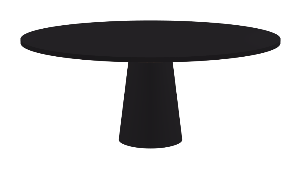 ALT Tisch - Form Rund - Länge 180,00 cm - Tiefe 180,00 cm - Stärke 3 cm - Freiformfläche 1.00000000 - Oberseite Linoleum, 4166 Charcoal - Kern Stäbchenplatte - Kante Linoleum, 4166 Charcoal - Kantenschräge 90° / ALT Tischsäule - Oberseite Linoleum, 4166 Charcoal - Größe L: Ø 42 × H 72 cm