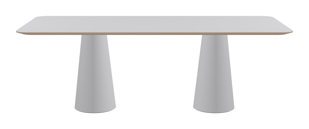 ALT Tisch - Form Eckig - Länge 220,00 cm - Tiefe 100,00 cm - Radius 10,00 cm - Stärke 2,6 cm - Freiformfläche 1.00000000 - Oberseite Linoleum, 4177 Vapour - Kern Multiplex Birke - Kantenschräge 25° / ALT Tischsäule - Oberseite Linoleum, 4177 Vapour - Größe S: Ø 36 × H 72 cm