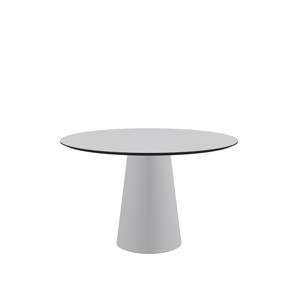ALT Table - Shape Round - Length 120.00 cm - Width 120.00 cm - Thickness 2.1 cm - Freeform 1.00000000 - Surface Linoleum, 4177 Vapour - Core MDF - Edge MDF, Black - Profile Edge 25° / ALT Table Stand - Surface Linoleum, 4177 Vapour - Size L: Ø 42 × H 72 cm