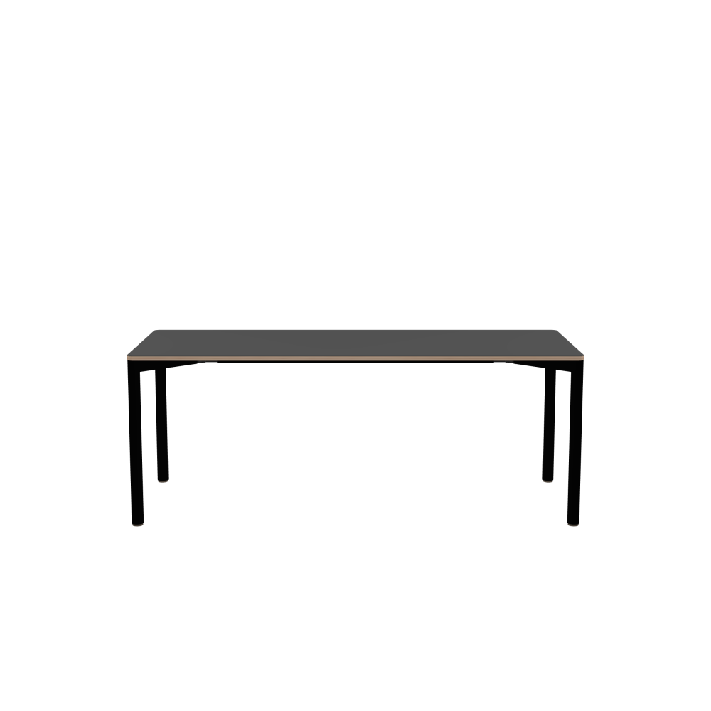 OUTLINE Table - Shape Square - Length 190.00 cm - Width 80.00 cm - Radius 2.60 cm - Thickness 2 cm - Freeform 1.00000000 - Surface Linoleum, 4012 Basalt - Core Birch Plywood - Profile Edge 90°