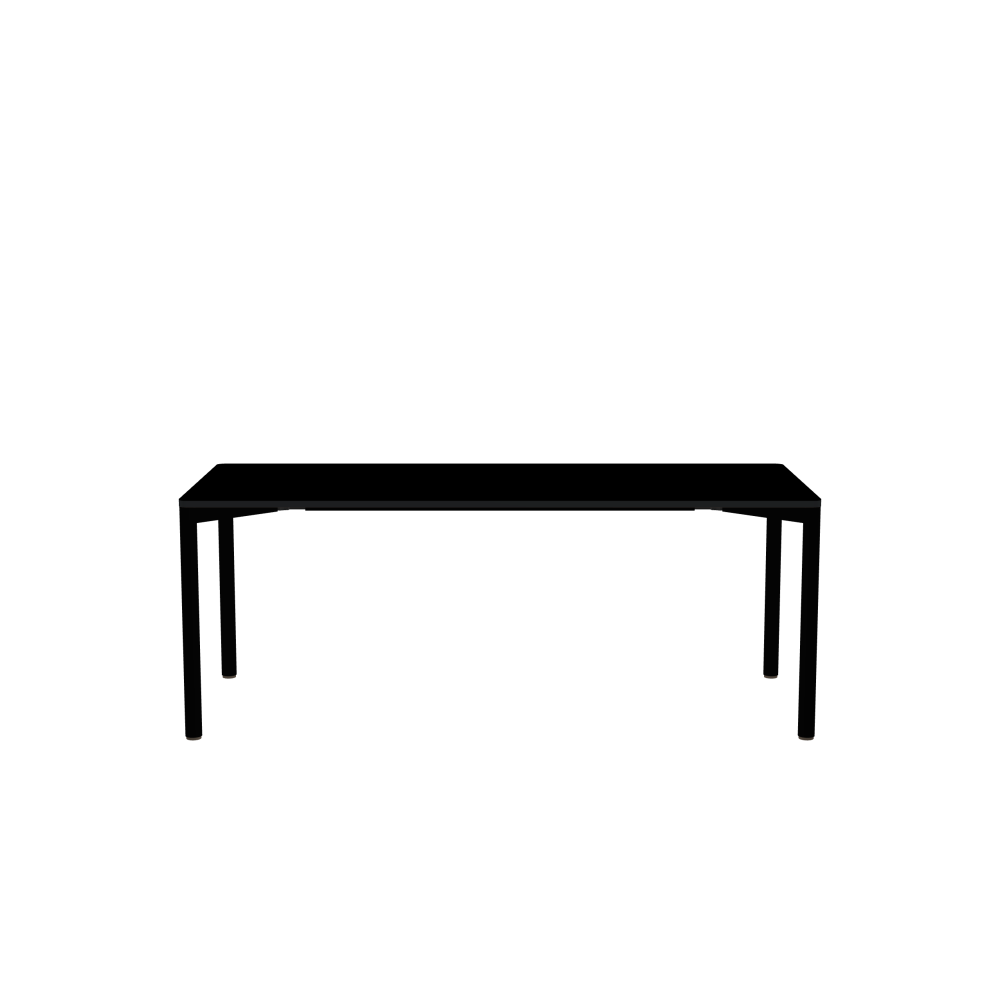 OUTLINE Table - Shape Square - Length 190.00 cm - Width 80.00 cm - Radius 2.60 cm - Thickness 2.1 cm - Freeform 1.00000000 - Surface Linoleum, 4023 Nero - Core MDF - Edge MDF, Black - Profile Edge 90°