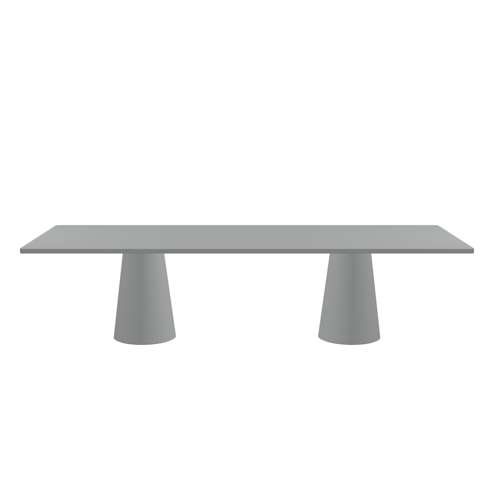 ALT Table - Shape Square - Length 300.00 cm - Width 120.00 cm - Radius 2.60 cm - Thickness 3 cm - Surface Linoleum, 4132 Ash - Core Laminboard - Edge Linoleum, 4132 Ash - Profile Edge 90° / ALT Table Stand - Surface Linoleum, 4132 Ash - Size L: Ø 42 × H 72 cm