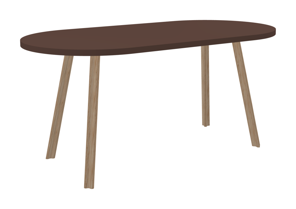 BEAM Table - Shape Square - Length 160,00 cm - Width 80,00 cm - Radius 40,00 cm - Thickness 3 cm - Freeform 1.00000000 - Surface Linoleum, 4009 Espresso - Core Laminboard - Edge Linoleum, 4009 Espresso - Profile Edge 90° / BEAM Table Legs - Material and Colour Wood, oak, matt oiled - Profile strength Standard - Height 71 cm - Set 4 Legs