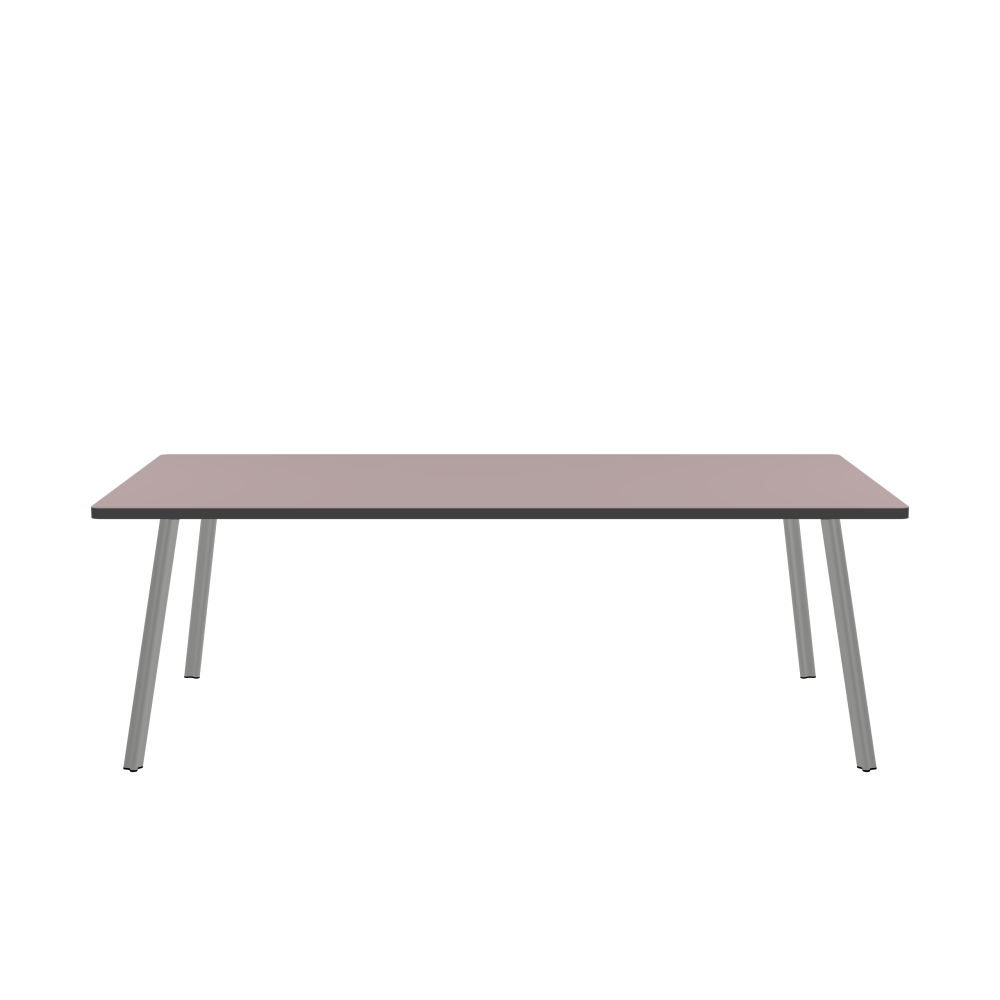 BEAM Table - Shape Square - Length 220.00 cm - Width 110.00 cm - Radius 2.60 cm - Thickness 3 cm - Surface Linoleum, 4010 Soft Lilac - Core Laminboard - Edge Linoleum, 4012 Basalt - Profile Edge 90° / BEAM Table Legs - Material and Colour Aluminium, matt anodised - Profile strength Standard - Height 71 cm - Set 4 Legs