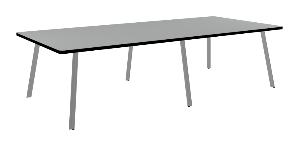 BEAM Table - Shape Square - Length 280,00 cm - Width 128,00 cm - Radius 4,00 cm - Thickness 3 cm - Surface Linoleum, 4132 Ash - Core Laminboard - Edge Linoleum, 4023 Nero - Profile Edge 90° / BEAM Table Legs - Material and Colour Aluminium, matt anodised - Profile strength Standard - Height 71 cm - Set 6 Legs