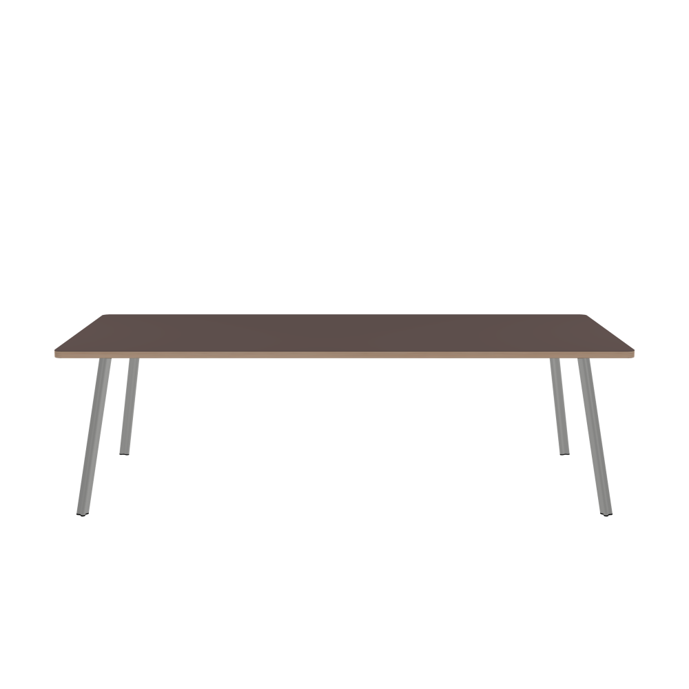 BEAM Tisch - Form Eckig - Länge 250,00 cm - Tiefe 120,00 cm - Radius 4,00 cm - Stärke 3 cm - Oberseite Linoleum, 4172 Mauve - Kern Stäbchenplatte - Kante Multiplex - Kantenschräge 90° / BEAM Tischbeine - Material und Farbe Aluminium, matt eloxiert - Profilgröße Normal - Höhe 71 cm - Set 4 Tischbeine