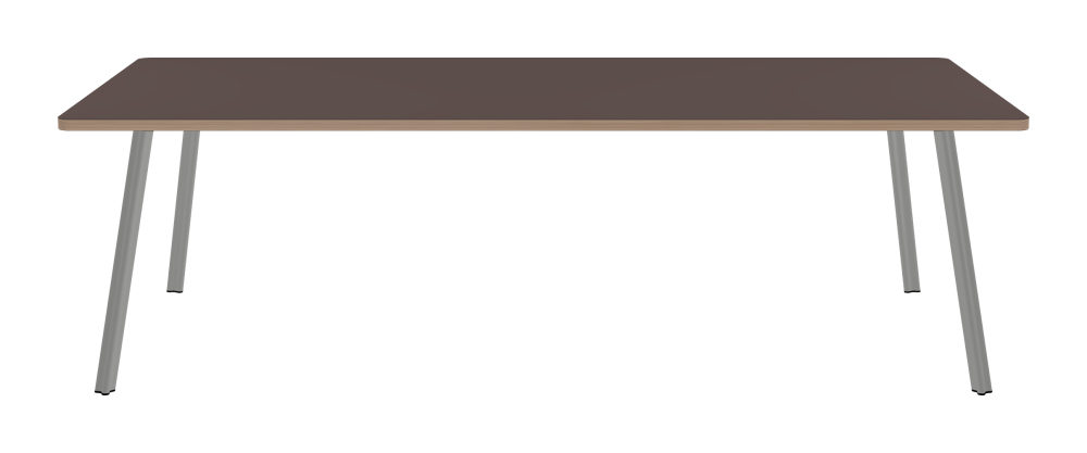 BEAM Table - Shape Square - Length 250,00 cm - Width 120,00 cm - Radius 4,00 cm - Thickness 3 cm - Surface Linoleum, 4172 Mauve - Core Laminboard - Edge Multiplex - Profile Edge 90° / BEAM Table Legs - Material and Colour Aluminium, matt anodised - Profile strength Standard - Height 71 cm - Set 4 Legs