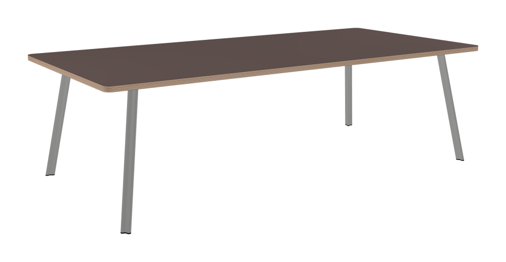 BEAM Table - Shape Square - Length 250,00 cm - Width 120,00 cm - Radius 4,00 cm - Thickness 3 cm - Surface Linoleum, 4172 Mauve - Core Laminboard - Edge Multiplex - Profile Edge 90° / BEAM Table Legs - Material and Colour Aluminium, matt anodised - Profile strength Standard - Height 71 cm - Set 4 Legs