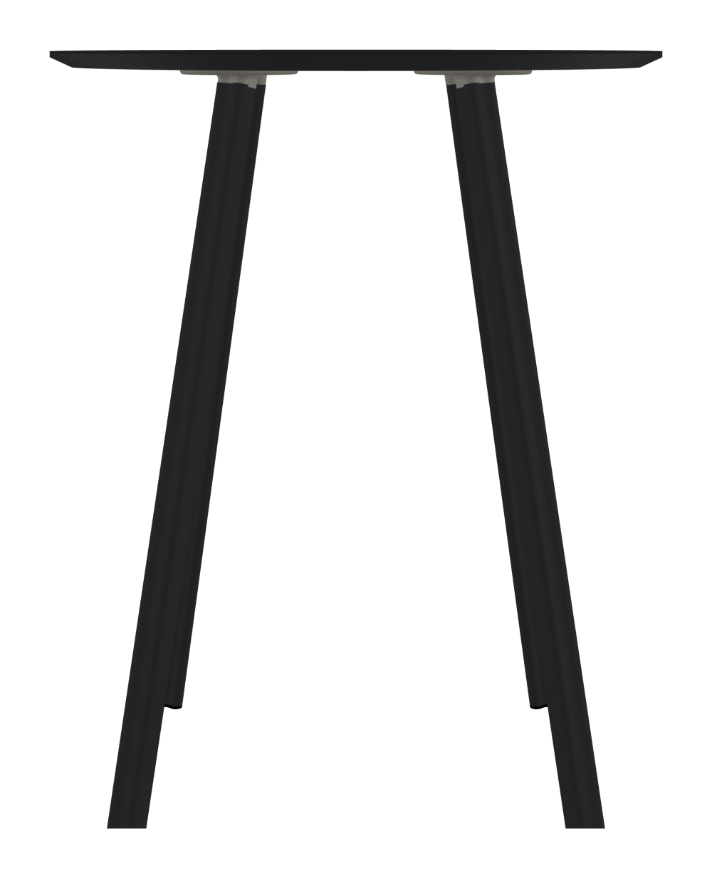 BEAM Table - Shape Round - Length 85,00 cm - Width 85,00 cm - Thickness 2.1 cm - Freeform 1.00000000 - Surface Linoleum, 4166 Charcoal - Core MDF - Edge MDF, Black - Profile Edge 25° / BEAM Table Legs - Material and Colour Aluminium, powder-coated, Black grey (RAL 7021) - Profile strength Standard - Height 102 cm - Set 4 Legs