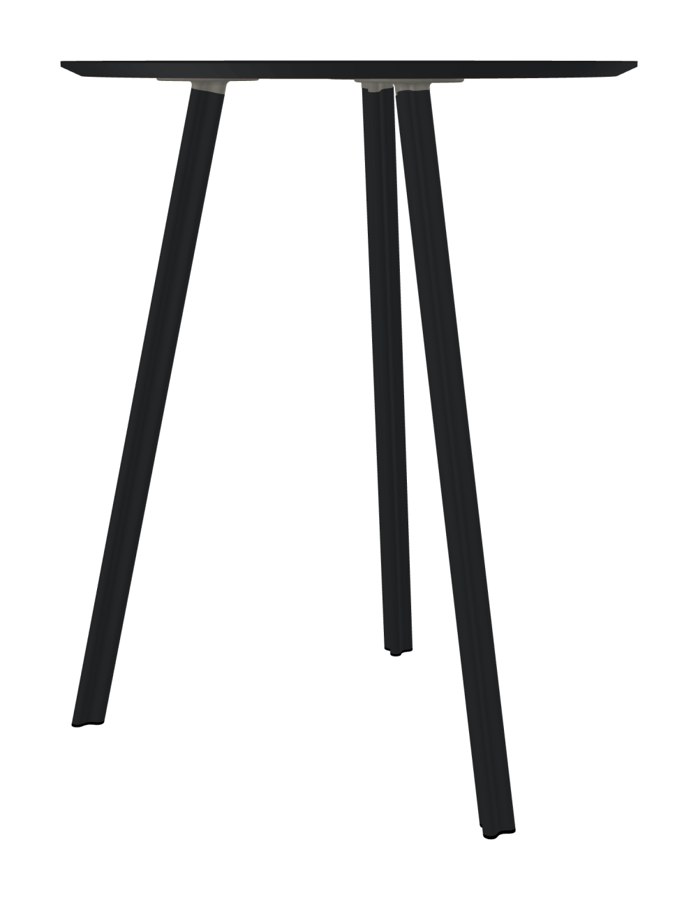 BEAM Table - Shape Round - Length 85,00 cm - Width 85,00 cm - Thickness 2.1 cm - Freeform 1.00000000 - Surface Linoleum, 4166 Charcoal - Core MDF - Edge MDF, Black - Profile Edge 25° / BEAM Table Legs - Material and Colour Aluminium, powder-coated, Black grey (RAL 7021) - Profile strength Standard - Height 102 cm - Set 4 Legs