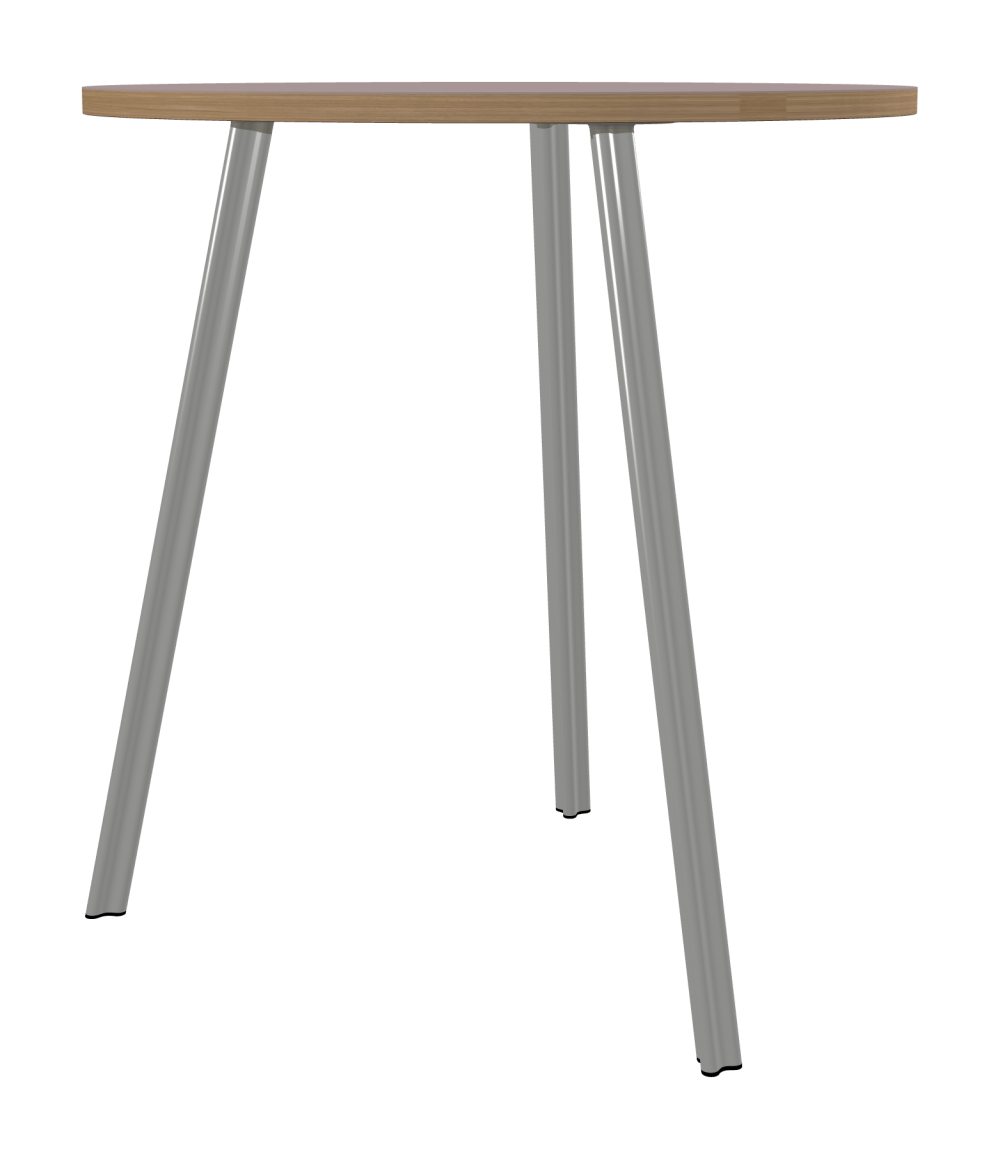 BEAM Table - Shape Round - Length 99,00 cm - Width 99,00 cm - Thickness 3 cm - Freeform 1.00000000 - Surface Linoleum, 4010 Soft Lilac - Core Laminboard - Edge Wood, Oak - Profile Edge 90° / BEAM Table Legs - Material and Colour Aluminium, matt anodised - Profile strength Standard - Height 102 cm - Set 3 Legs